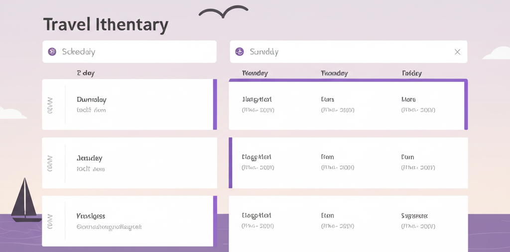 Detailed travel itinerary with map view